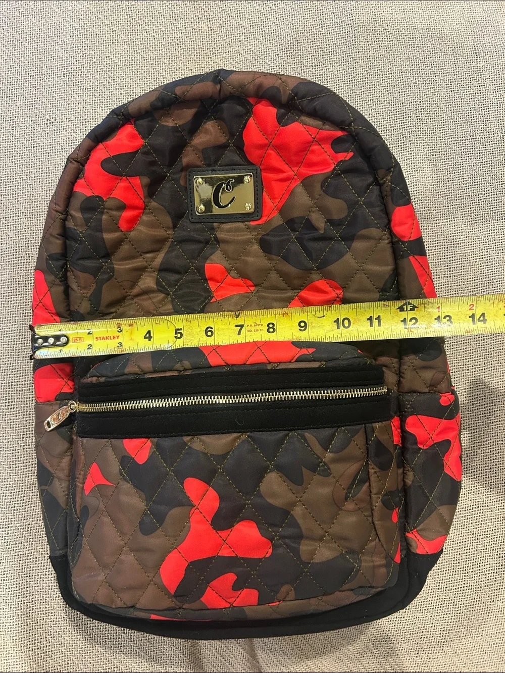 SMELL PROOF double zipper Cookies Quilted Camo Backpack in Red and Brown